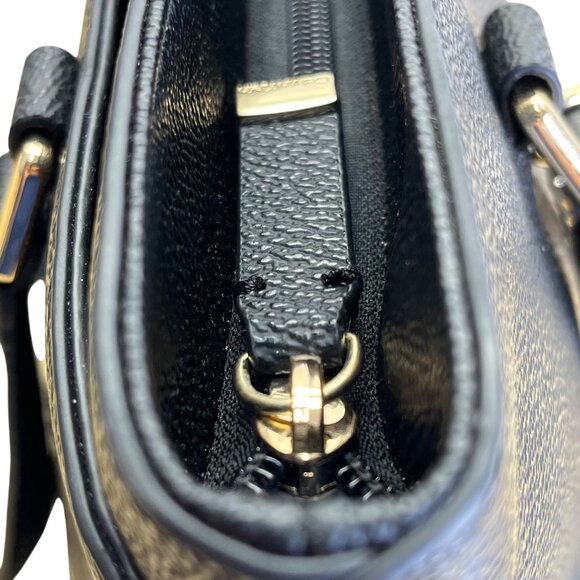 Calvin Klein Black Faux Leather With Gold Chain Detail & Dual Straps Tote Bag - Picture 9 of 14